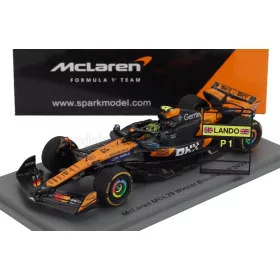   Spark - McLAREN F1  MCL39 TEAM MCLAREN N 4 WORLD CHAMPION WINNER BRAZILIAN GP WITH PIT BOARD 2025 LANDO NORRIS ORANGE BLACK