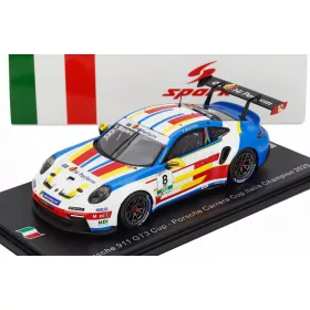   Spark - PORSCHE 911 992 GT3 N 8 PORSCHE CARRERA CUP ITALY CHAMPION 2025 KAEGAN MASTERS WHITE BLUE