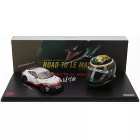   Spark - PORSCHE 911 991 RSR TEAM PROTON COMPETITION RACING N 93 ELMS (EUROPEAN LE MANS SERIES) 2021 + CASCO HELMET SCALE 1/5 MICHAEL FASSBENDER - FELIPE FERNANDEZ LASER - RICHARD LIETZ - JAXON EVANS WHITE