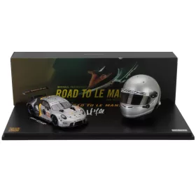   Spark - PORSCHE SET 911 991-2 RSR TEAM PROTON COMPETITION N 911 24h LE MANS 2023 + CASCO HELMET SCALE 1/5 MICHAEL FASSBENDER - RICHARD LIETZ - MARTIN RUMP SILVER BLACK