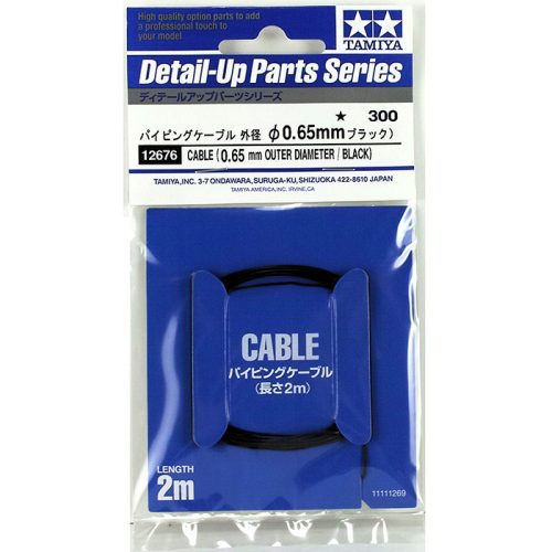 Tamiya - Detail Up Parts Series Cable (0.65Mm Outer Diameter /Black) Length 2M