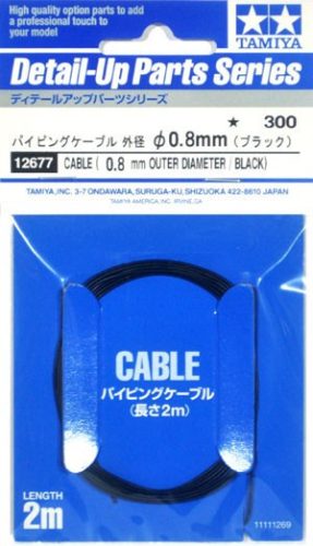 Tamiya - Cable (0.8 Mm Outer Diameter /Black) Length 2M - Detail Up Parts Series