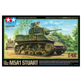   Tamiya - 1:48 U.S. Light Tank M5A1 Stuart - include 1 commander torso figure tank makett