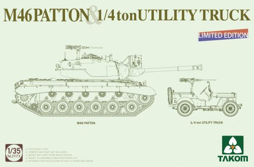 Takom - Us Medium Tank M46 Patton + 1/4 Ton Utility Truck