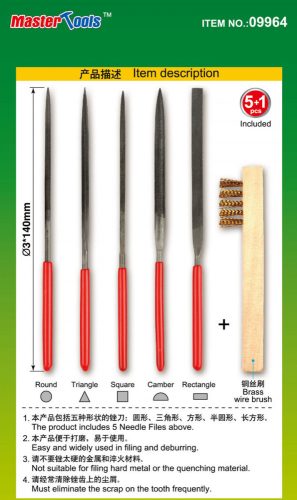 Trumpeter Master Tools - Assorted Needle Files Set (Middle-Toothed, 5 pcs)-Φ3 x 140mm