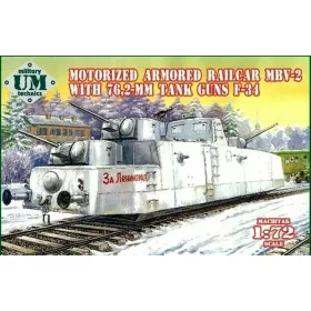   Unimodell - MBV-2 motorized armored railcar w.76 2mm Tank guns F-34 vonat makett