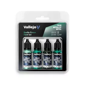 Vallejo - True Metallic Metal: Beetle Green Paint Set (4)