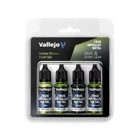 Vallejo - True Metallic Metal: Amber Green Paint Set (4)