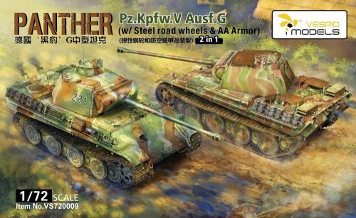 Vespid models - 1:72 Pz.Kpfw.V Panther Ausf.G (with Steel road wheels and AA Armor) 2in1 Metal barrel with 3D print muzzle braker