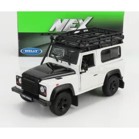  Welly - LAND ROVER LAND DEFENDER 90 WITH ROOF RACK 1984 WHITE BLACK