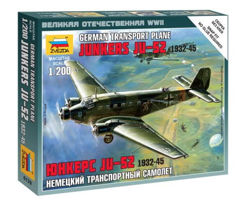 Zvezda - German Transport Plane Junkers Ju-52 /1932-1945/ 1:200 (6139)