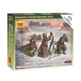 Zvezda - Soviet 82 Mm Mortar W/Crew (6208) figura makett